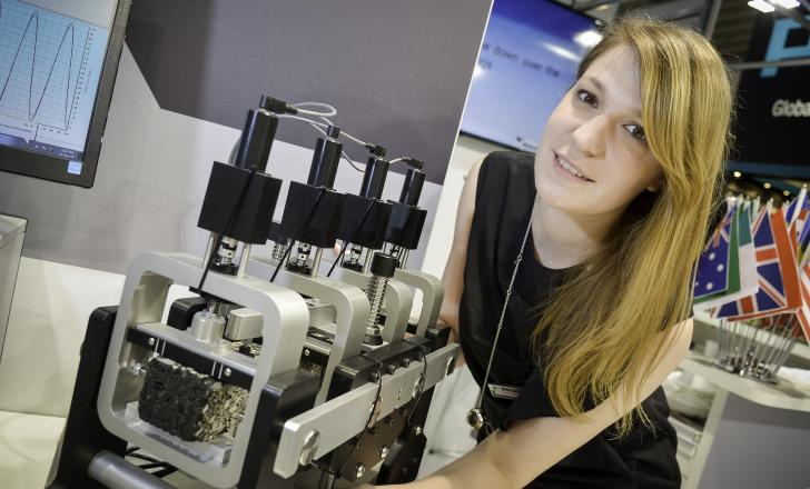 Doriana Ferro of CONTROLS with one of IPC Global's products: the subsidiary's R&D is being beefed up bauma 2016 Daily News CONTROLS Group R&D programme