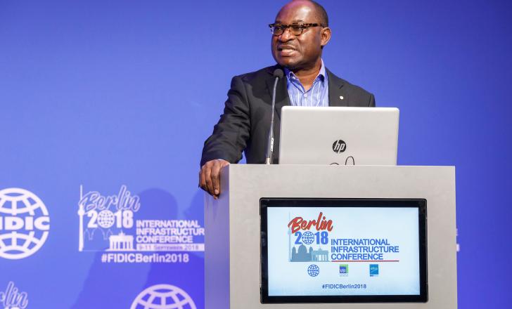 Knocking heads together: FIDIC chief executive Nelson Ogunshakin, seen here at the organisation’s International Infrastructure Conference in Berlin this year Nov 2018-FIDIC-InfraFinancing-1.jpg