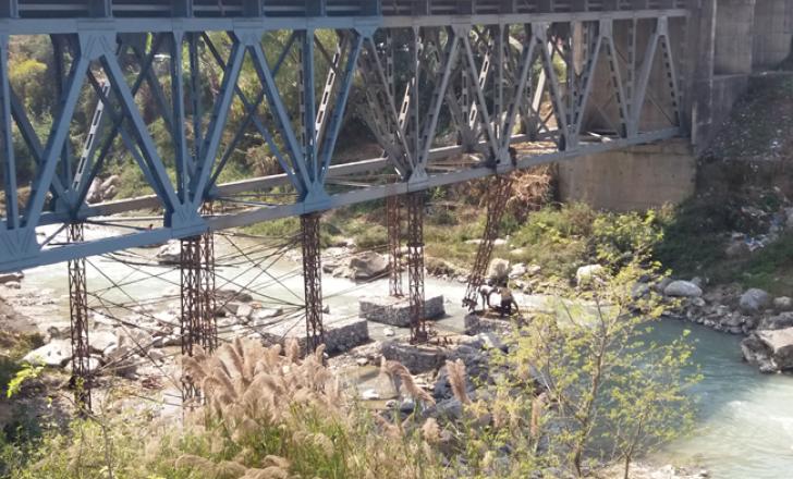 The steel bridge spanning the Bijaypur River in Nepal has had to be closed for repairs 20190312_132958.jpg