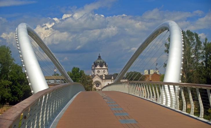 Szolnok – about to get another road bridge – is home to Central Europe’s longest pedestrian bridge, the Tiszavirag Pedestrian Bridge or Mayfly Bridge © Attila Jandi | Dreamstime.com dreamstime_s_28202619.jpg