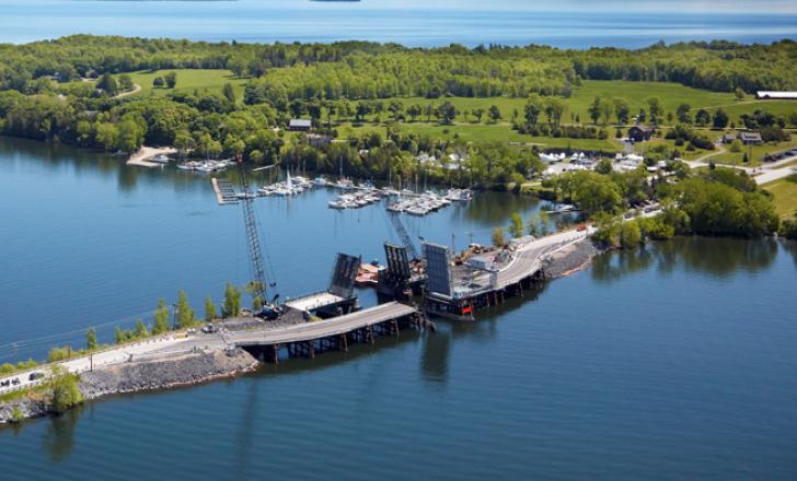 The temporary, modular steel structure from Acrow Bridge is helping ensure vehicle and vessel traffic can be maintained while a new crossing is built at Lake Champlain Hero.5.jpg