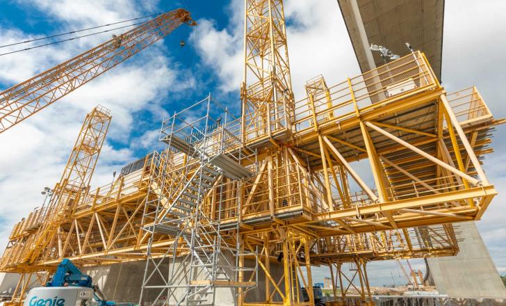 Construction of the pylons for Houston’s Ship Channel Bridge is being paused for redesign work to be carried out, though other portions of the link are still being built: Image © courtesy of Harris County Toll Road Authority