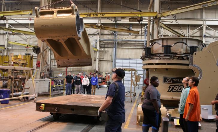 Astec Industries is to cease all production at its Telsmith manufacturing facility in Mequon, Wisconsin. Pictured is Telsmith hosting a Manufacturing Day event where local school students came to learn about engineering at the Mequon site. Pic: Telsmith Astec Industries Telsmith