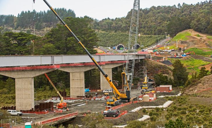 The Arawhiti ki Ōkahu - Ōkahu Viaduct - with the Johnstones Hill tunnels in the background (photo Northern Express Group - NX2)
