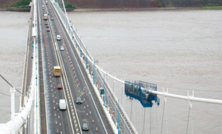 Cable inspection on M48 Severn Bridge that opened in 1966 (photo: Highways England)