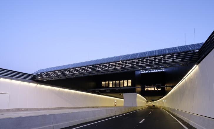 Solar panels adorn the entrances of the Victory Boogie Woogie Tunnel in The Hague, Netherlands (photo © Ossip van Duivenbode)