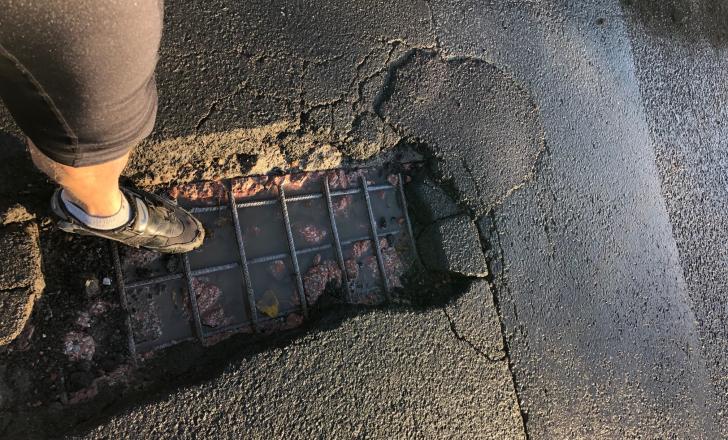 One of 10 million potholes in the UK
