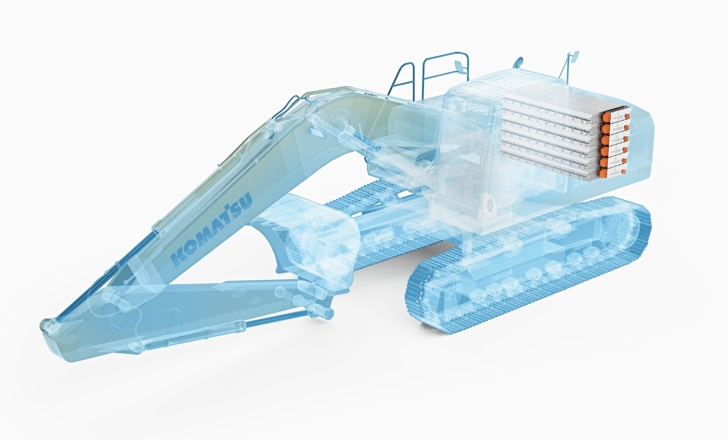 Komatsu's prototype mid-range electric excavator will use a Proterra Powered system (image courtesy Proterra)