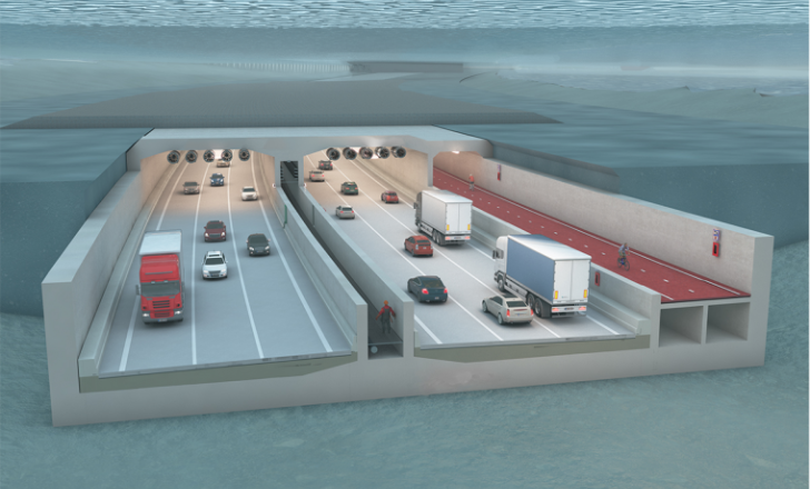 Each immersed element will be 160m long and a weigh about 60,000 tonnes (image courtesy BAM Contractors)