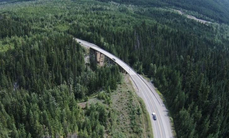The old bridge is along the Trans-Canada Highway – Highway 1, a major cross-country truck route (photo courtesy of BC Ministry of Transportation and Infrastructure)