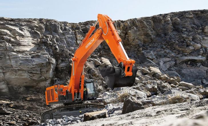 An Hitachi ZX690-7 crawler excavator at work in a quarry An Hitachi ZX690-7 crawler excavator at work in a quarry