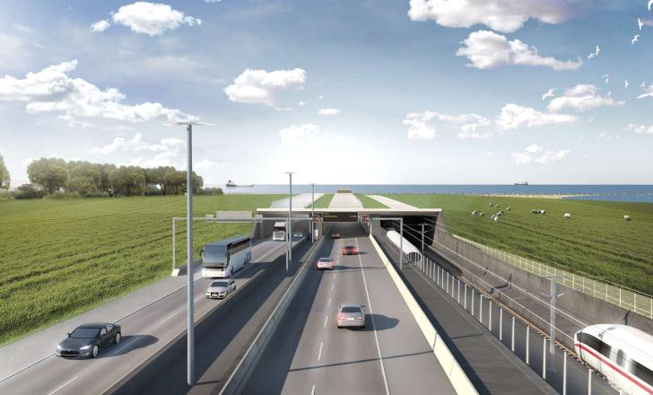 Portal area on Puttgarden: the tunnel will consist of 79 standard 217m-long elements around 10m high with two highway tubes, one emergency tube and two rail tubes (image courtesy Femern)