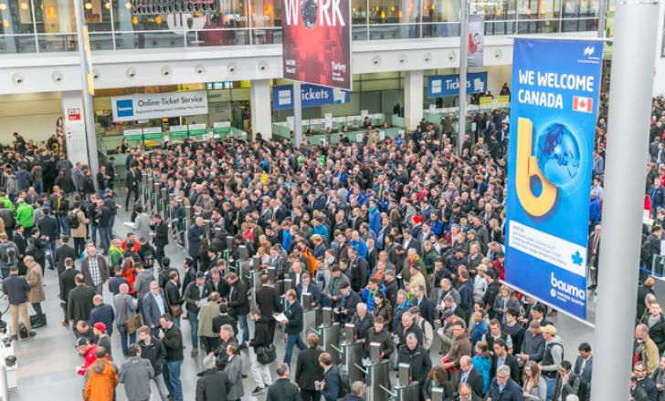 Once again, visitors to bauma in Munich, are being treated to the famous “crane forest” with more than 30 cranes towering above the crowds (image World Highways) Once again, visitors to bauma in Munich, are being treated to the famous “crane forest” with more than 30 cranes towering above the crowds (image World Highways)