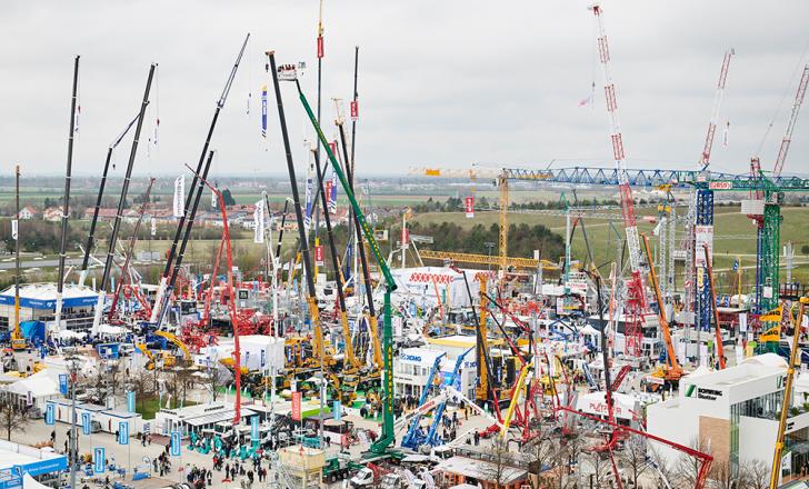 Once again, visitors to bauma in Munich, can look forward to the famous “crane forest” with more than 30 cranes towering above the crowds (image courtesy Messe München) Once again, visitors to bauma in Munich, can look forward to the famous “crane forest” with more than 30 cranes towering above the crowds (image courtesy Messe München)