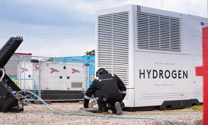 The EODev GEH2 fuel-cell and battery integrated generator runs extremely quietly and emits water as the sole by-product from electricity (image courtesy Costain/Hydrologiq)