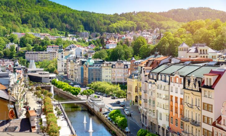 The spa city of Karlovy Vary, with around 50,000 inhabitants, is along the D6 motorway (image © Ronstik/Dreamstime)