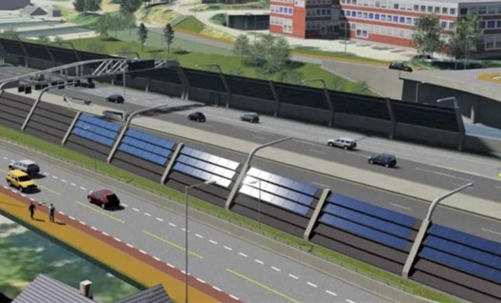 Noise barriers on the western approach to the Høvik Tunnel – under construction and just outside Oslo - will have solar panels mounted on them (image courtesy Aas-Jakobsen AS/Statens vegvesen)
