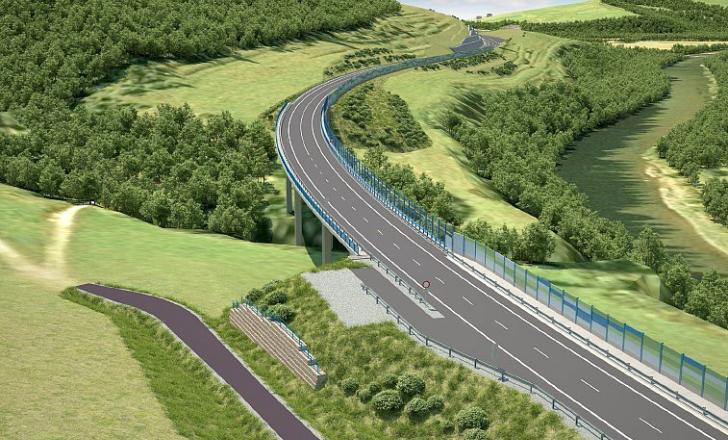The Tvrdosin-Nizna section of the R3 runs along the left bank of the Oravy River (image courtesy Hochtief CZ)