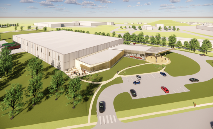 An artist's impression of the planned 10,700m2 battery and charging technology manufacturing facility
