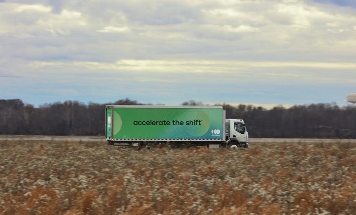 An Accelera electric truck in the English countryside (image courtesy Accelera/Cummins)