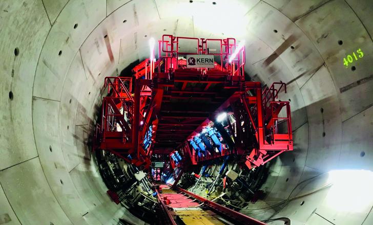 Complete pre-assembly of a secondary lining system, with detailed planning transportation and launch work method statement for complex projects (image courtesy Kern/Peri)