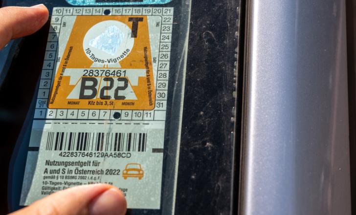 Austria’s vignette - the toll sticker to be affixed to the windscreen of the car in order to travel on the motorway (image © Massimo Parisi/Dreamstime)