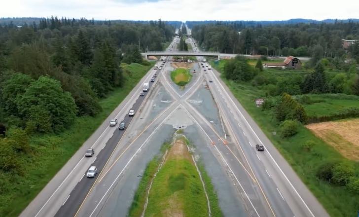 The project includes construction of four interchanges and rebuilding of numerous highway overpasses to enhance the clearance height for commercial vehicles (image courtesy British Columbia government)