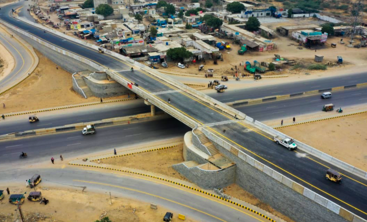 A new highway will speed transport between Karachi and Hyderabad in Pakistan – image courtesy of Frontier Works Organization
