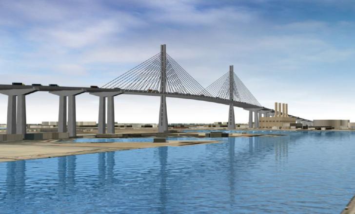 An artist's impression of the proposed replacement Gerald Desmond bridge Artist's impression of the replacement Gerald Desmond Bridge