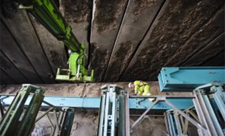 A UK highways Agency photograph showing the metal support structure below the M1 after the fire damage. (David Townend Photography)
A UK highways Agency photograph