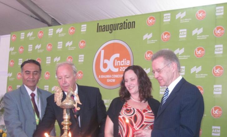 Seen at the opening ceremony for the first bC India are (from left) Bhagwan Deokar, Dr Leopold Theodore Heldman, Megan Tanel and Eugen Egetenmeir First bC India ceremony