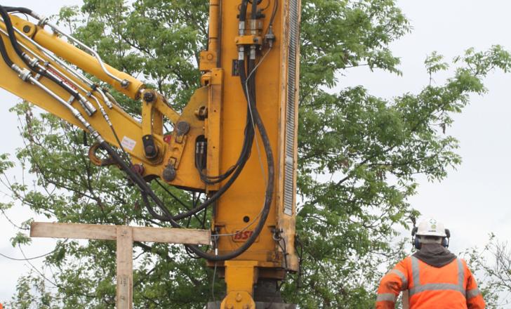 BSP International Foundations showing its new DX hydraulic piling hammer for first time at Intermat 2012. BSP new DX hydraulic piling hammer