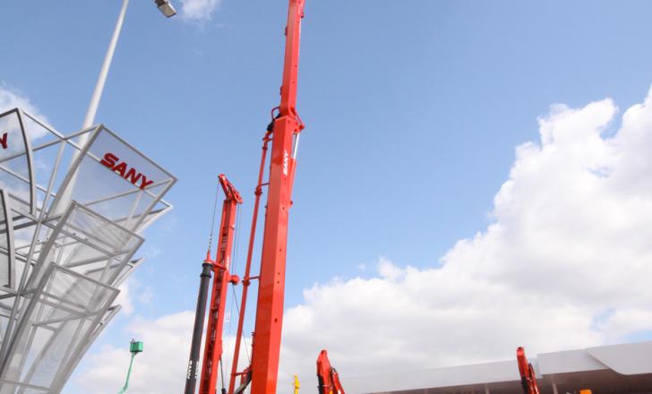 Sany's 5260 truck-mounted concrete pump live at INTERMAT IN A 12 Sany_5260_001