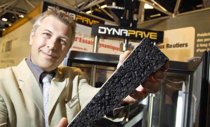 Technology expert Roberto Tonial with the Dynapave testing system Controls Dynapave