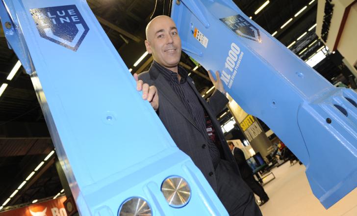 Marketing Director Alain Carbonnel shows off the Blue Line breakers from Montabert Montabert blue line breakers