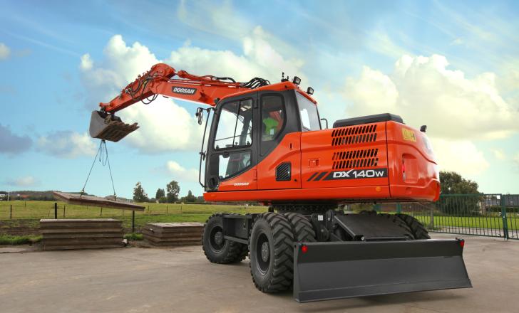 High versatility is claimed for the new Doosan wheeled excavators Bauma 2013 Preview Doosan DX140W-3