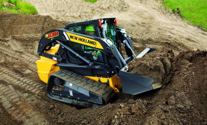 High performance is claimed for the compact new New Holland machines C238 compact track loader New Holland