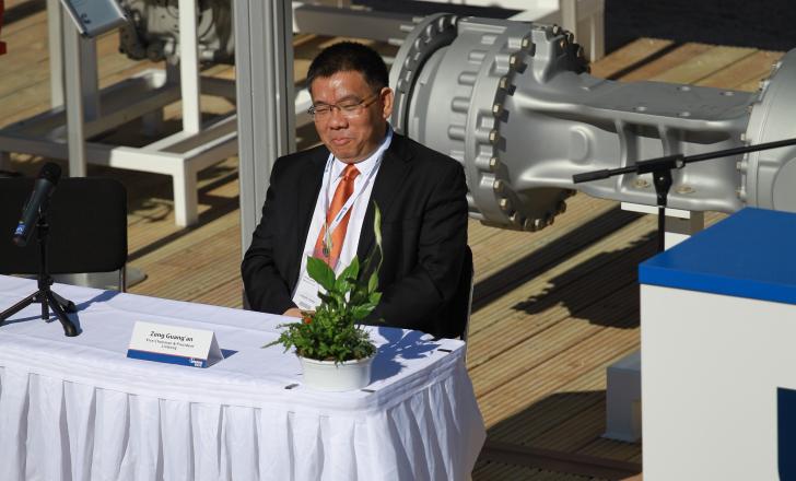 Zeng Guang’an, LiuGong vice chairman and president, has spoken of the firm’s ambitious plans to double its overseas sales revenue Bauma 2013 Daily Liugong Zeng Guang'tan