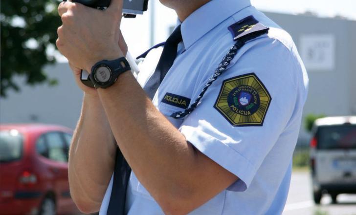 A police officer in Slovenia checks for speeding motorists during the recent TISPOL co-ordinated Pan-European police operation Slovenia speed control