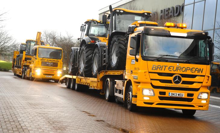 JCB’s flood relief machines leave the company’s World HQ in Staffordshire, England JCB’s flood relief machines