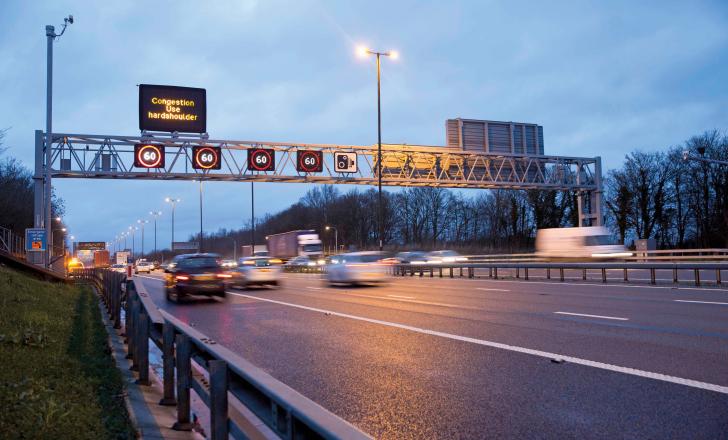 The M4/M5 project included installation of 33 new gantries, refurbishing seven existing ones, resurfacing over 22km of carriageway, laying over 48km of fibre optic cabling and constructing six emergency refuge areas
M4 M5 smart motorway scheme in operation