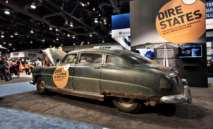 This 1949 Hudson travelled the US recently to promote the “Dire States” program. The car was built the same year that construction began on the interstate system. Case Hudson Car